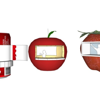 现代水果收银台su模型