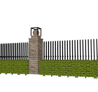 现代围墙护栏su模型