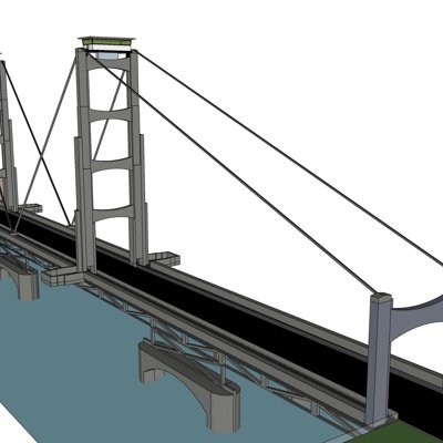 现代跨河大桥su模型