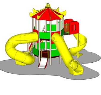 现代滑梯游乐设备su模型