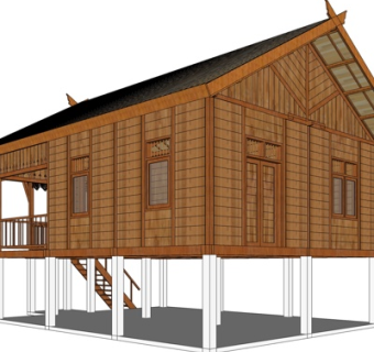 现代木屋别墅su模型