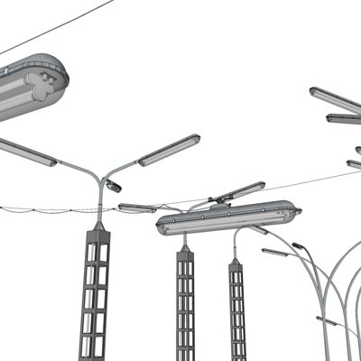 现代路灯组合su模型