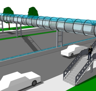现代行人天桥su模型