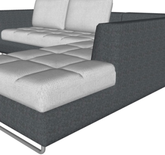 现代布艺多人沙发su模型