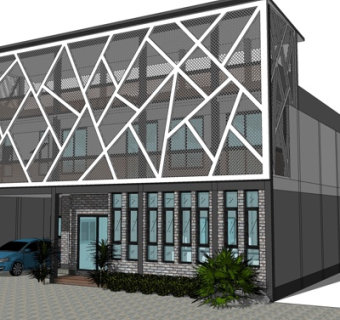 现代独栋别墅外观su模型