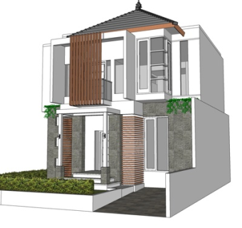 现代独栋别墅外观su模型