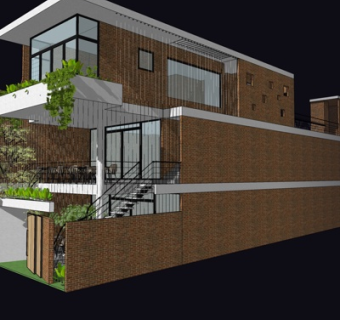 现代独栋别墅外观su模型