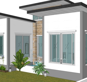 现代独栋别墅外观su模型