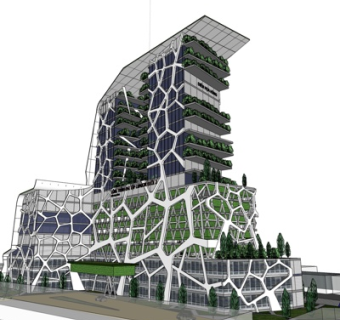 现代高层办公楼外观su模型