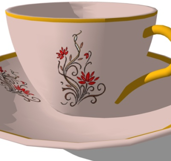 欧式彩绘咖啡杯su模型