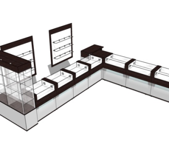 现代商场展柜su模型