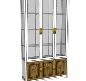 新中式实木装饰柜su模型