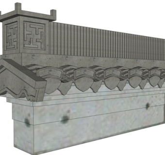 新中式屋檐su模型