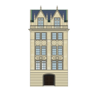 法式独栋别墅外观su模型