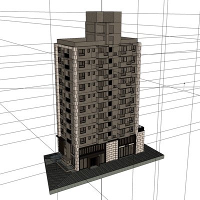 现代高层公寓楼su模型