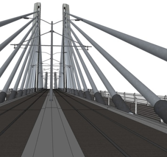 现代跨河大桥su模型