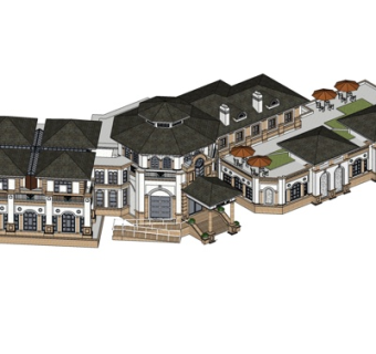 欧式酒店外观su模型