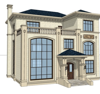 欧式独栋别墅外观su模型