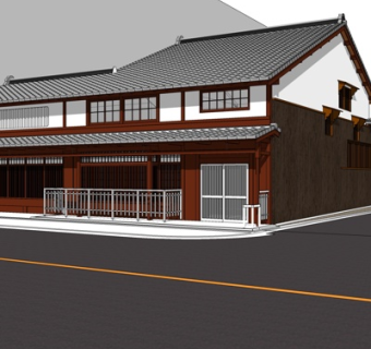 新中式独栋别墅外观su模型