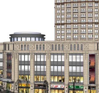 现代沿街商业建筑su模型