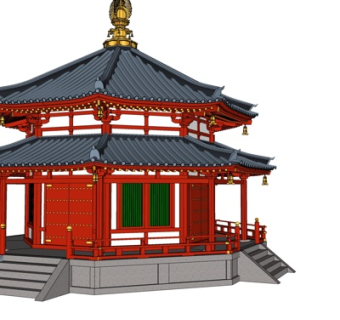 中式古建塔楼su模型