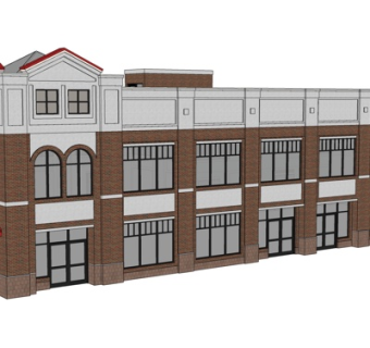 现代沿街商业建筑su模型
