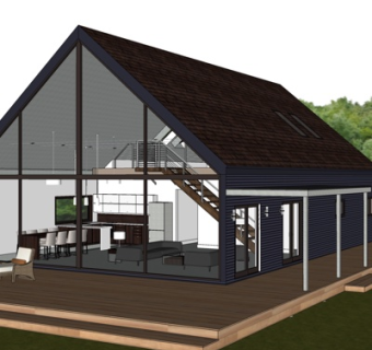 现代独栋别墅外观su模型