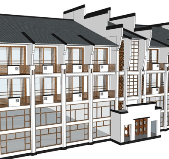 新中式酒店su模型