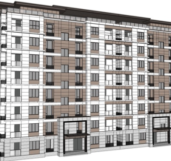 现代高层公寓楼su模型