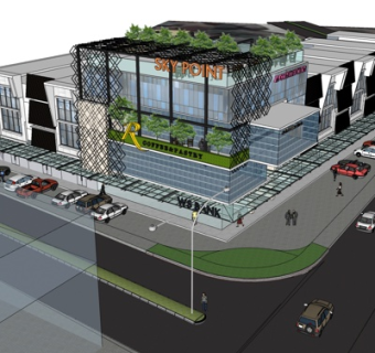 现代沿街商业建筑su模型