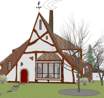 欧式独栋别墅外观su模型