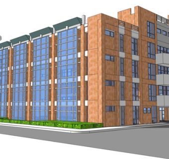 现代高层公寓楼su模型