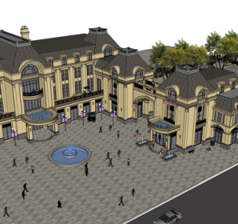 法式酒店外观su模型