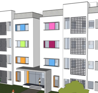 现代公寓楼su模型