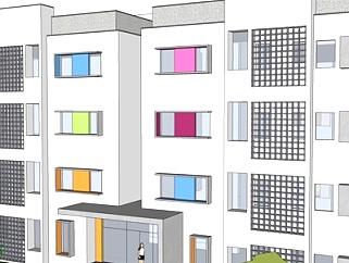 现代公寓楼su模型