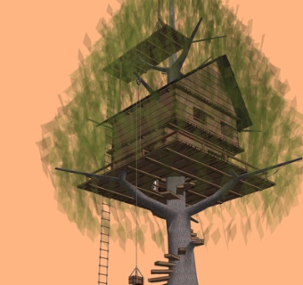 自然风树屋别墅su模型