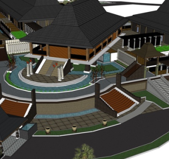 东南亚酒店su模型