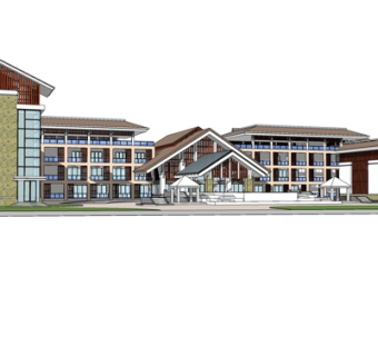 新中式酒店su模型