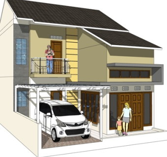 现代独栋别墅外观su模型