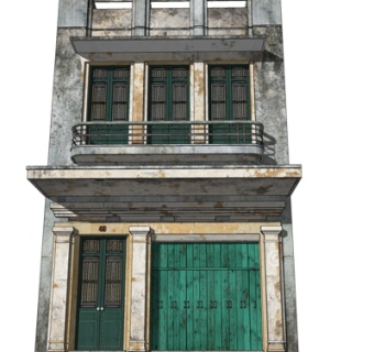 现代沿街连接店铺外观su模型