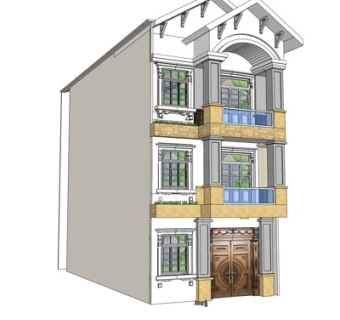简欧独栋别墅su模型