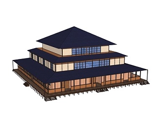 日式木屋别墅su模型