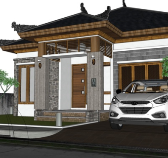 中式独栋别墅su模型