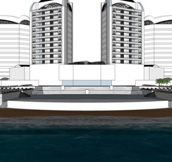 现代酒店外观su模型