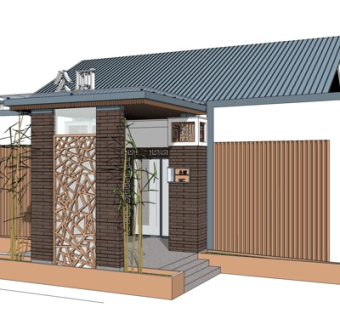 新中式公用卫生间su模型