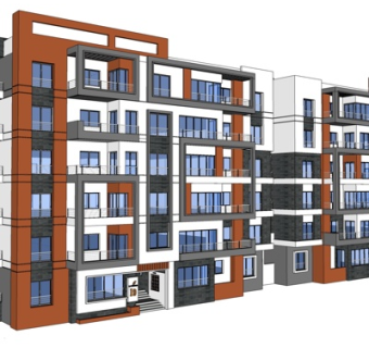 现代公寓楼su模型