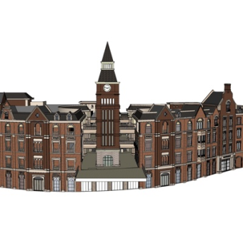 法式沿街商业建筑su模型