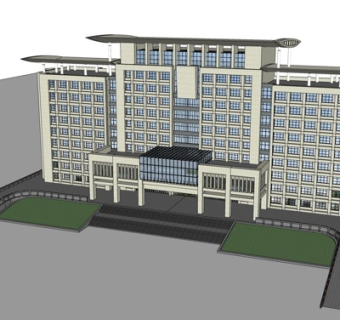 现代酒店外观su模型