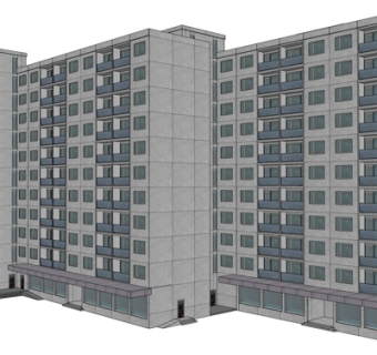 现代高层公寓楼su模型