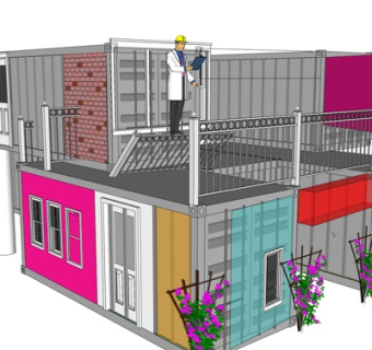 工业风集装箱别墅su模型